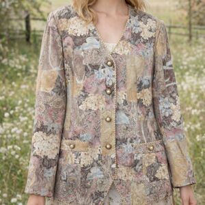 Vintage 90s Leslie Floral Tapestry Blazer NWT Cottagecore Feminine Spring